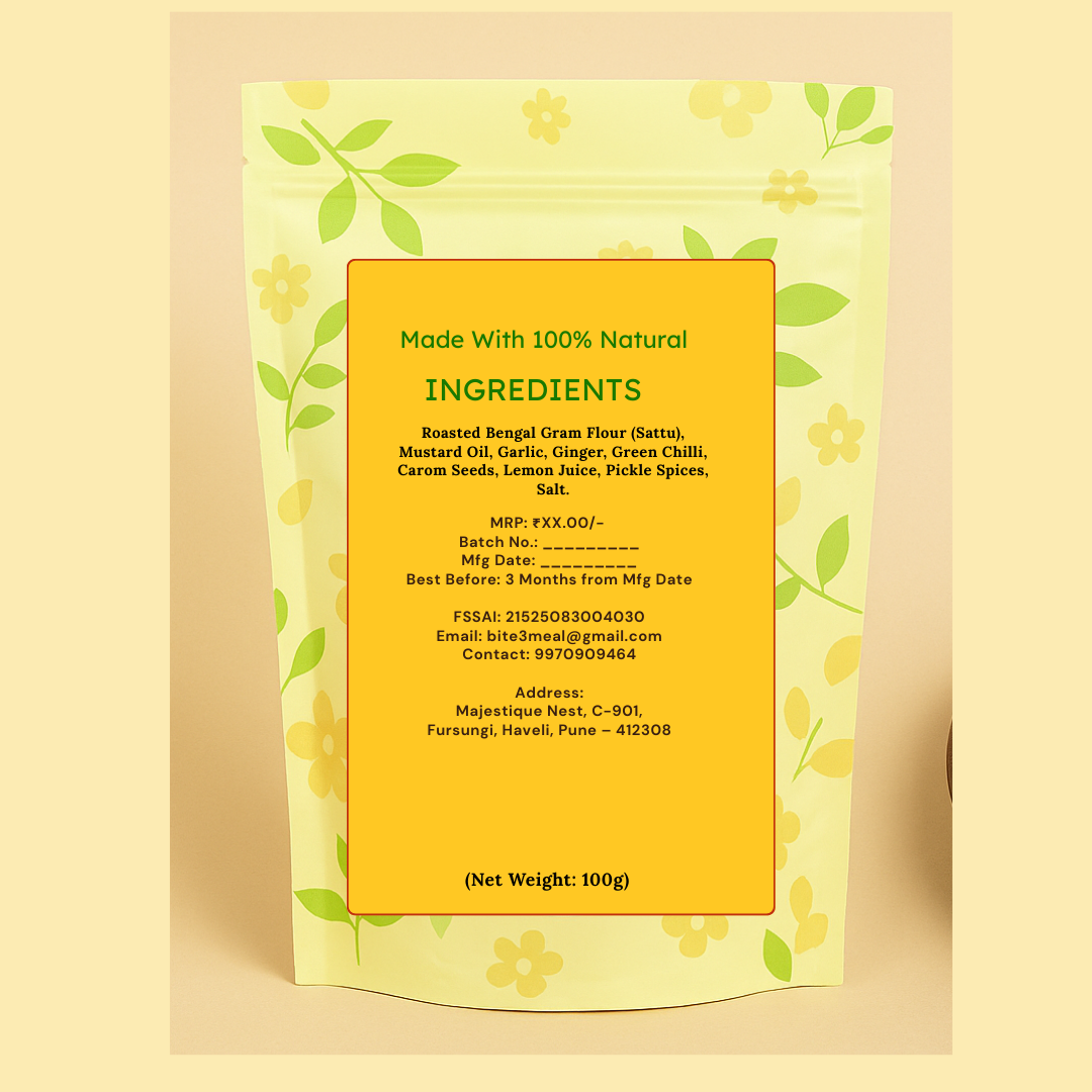 Bite3 Meal – Authentic Sattu Litti Masala (100g) 🫓✨